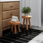 Rubber Wood 9" Round Plant Stand |Dip Dyed Black Stool, Wood Riser |Milking Stool (12" H) - color: 12" Tall Black