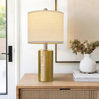 G-SAFAVA 20.5" Small Table Lamps for Living Room Lamp Single Ceramic Lamps for Bedroom Bedside Lamps Modern Boho Lamps for Night Stands Farmhouse Nightstand Lamp Side End Table Lamp, Gold - color: Gold - Single