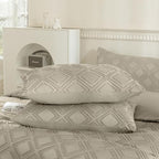 JELLYMONI Pillowcases Standard Size Khaki 2 Pack Boho Plaid Bed Pillow Covers 20x26in Polyester Envelope Pillow Shams Tufted Bohemian Textured (Pillows are not Included) - color: 09 - Khaki - Grid, size: 26" x 20" (Pack of 2)