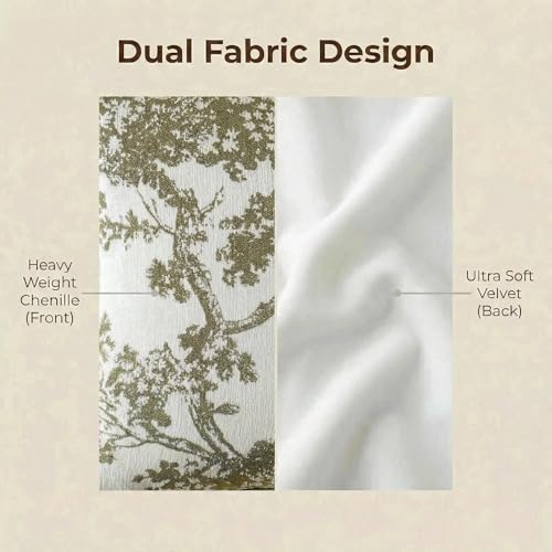 Floral 18x18 Throw Pillow Covers Set of 2, French Vintage Woven Jacquard Decorative Accent Pillow Cases for Couch, 430GSM Thick Chenille & Luxury Velvet, Olive Green - color: Tree Pattern Olive Green, size: 18" x 18" (Pack of 2)