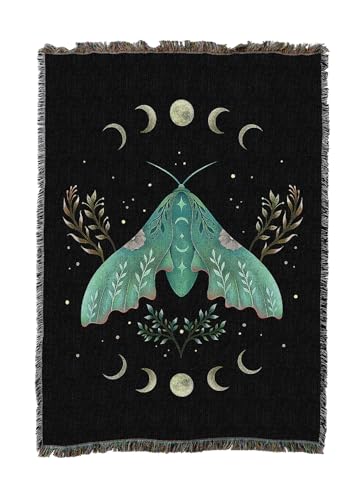 Pure Country Weavers Luna and Moth by Episodic Drawing - Gift Tapestry Throw Blanket Woven from Cotton - Made in The USA (50X60) - color: Luna and Moth, size: 50x60