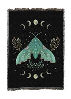 Pure Country Weavers Luna and Moth by Episodic Drawing - Gift Tapestry Throw Blanket Woven from Cotton - Made in The USA (50X60) - color: Luna and Moth, size: 50x60