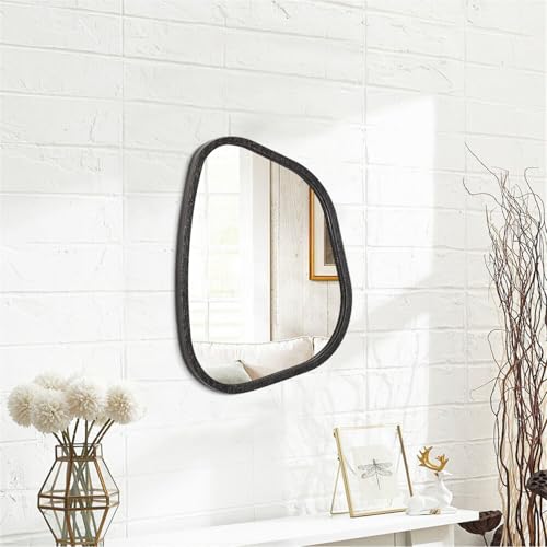 Irregular Asymmetrical Mirror Wall Mounted, Unique Vanity Mirror, Shaped Dressing Mirror Decorative for Living Room, Bathroom, Bedroom, Entryway Wall Decor 14"x10" - color: Black Gold, size: 14"L x 10"W