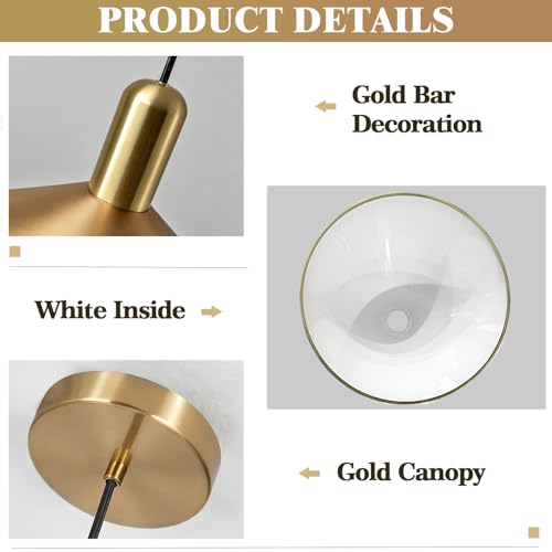 KCO Lighting Mid Century Modern Dome Pendant Light Large Farmhouse Island Lighting Gold Barn Pendant Lights Brass Kitchen Hanging Lights - color: Gold
