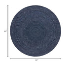 Unique Loom Braided Jute Collection Area Rug - Dhaka (5' 1" Round, Navy Blue) - color: Navy Blue, size: 5'1" (Round)
