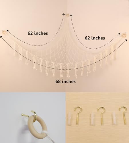 Stuffed Animal Storage Hammock or Net, Large Toy Hammock Net, Macrame Handmade Corner Hanging Plushie Net, Cute Boho Toy Organizer for Nursery, Playroom, Bedroom and Kids Room Decoration - style: C