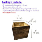 LaLaGreen Indoor Planter Box for Plants (4x4 Inch, 12 Pack) Small Square Wooden Wall Mounted Planters Wood Window Boxes Hanging Flower Pot Plant Holder Outdoor Herb Modern Vertical Garden Home Decor - size: 4x4" x 12 pack