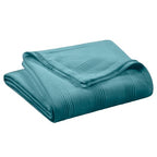 Vellux 100% Cotton Blanket, King, 108x90, Pacific Blue | Soft, Breathable Knit, Lightweight, All Season, Machine Washable, Oeko-Tex Certified, Hotel Quality - color: Blue, size: King