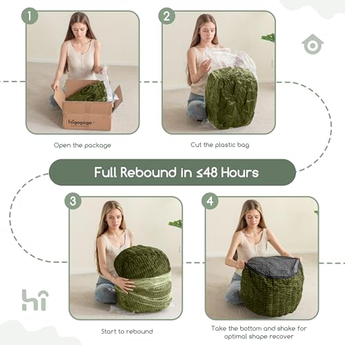 HIGOGOGO Pouf Ottoman Stuffed Round Modern Foam Filled Foot Rest Poufs for Living Room Chair Decorative 26 X 18 Inches Boho Relax Stool for Wedding Christmas Party, Green - color: Green, size: 26"D x 26"W x 18"H