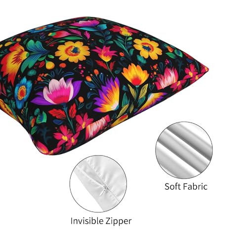 Mexico Flowers Throw Pillow Covers 18 X 18 Inch Set of 4 Decorative Cushion Cover Home Decor for Sofa Chair Couch Bedroom Living Room - color: Mexico