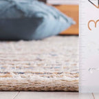 SAFAVIEH Cape Cod Collection Area Rug - 6' Round, Natural/Blue, Geometric Design, Ideal for High Traffic Areas in Living Room, Bedroom, Dining (CAP151M) - color: Natural/Blue, size: 6' (Round)