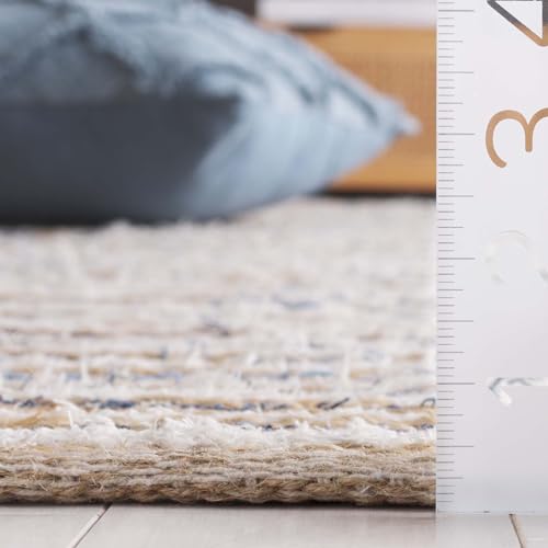 SAFAVIEH Cape Cod Collection Area Rug - 6' x 9', Natural & Blue, Handmade, Braided Design, Ideal for The Living Room, Bedroom, Dining Room (CAP151M-6) - color: Natural/Blue, size: 6' x 9' (Rectangular)