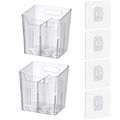 Set Of 2 Storage Organizer Bins Wall Mounted Shower Caddy, Bathroom shelves Stackable Clear Plastic Toothbrush Holder Adhesive Hanging Bin for Bathroom, Kitchen, Cabinet, Shower BPA Free Small (Clear) - color: Clear-4.33x3.54x4.53in