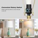 24″ Sage Green Ceramic Table Lamps Set of 2, Modern Classic Bedside Lamps for Bedroom Nightstand, Small Table Lamp for Living Room Side Table (2 LED Bulbs Included) - color: Sage Green - 24"H