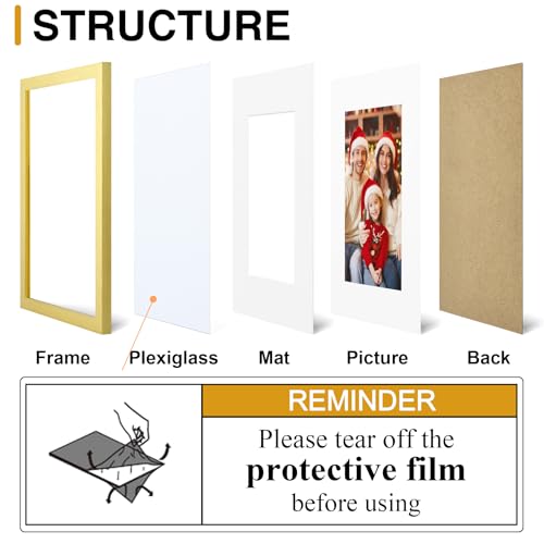 decorUhome 4x6 Picture Frame Set of 10, Display Photos 3.5x5 with Mat or 4x6 Unmatted for Picture Frames Collage Wall Decor, Gold - color: Gold, size: 4x6