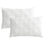 JELLYMONI Pillowcases King Size White 2 Pack Boho Plaid Bed Pillow Covers 20x36in Polyester Envelope Pillow Shams Tufted Bohemian Textured (Pillows are not Included) - color: 04 - White - Grid, size: 36" x 20" (Pack of 2)