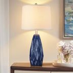 25'' Table Lamp Navy Blue Table Lamps Modern Ceramic Lamps for Night Stand - Dimmable Bedside Lamps for Nightstand, Bedroom Lamp for Living Room Desk End Table Office Guest Room - color: Navy Blue