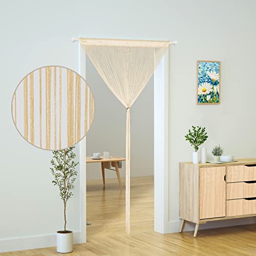 YaoYue Doorway String Curtain Door Curtains,Boho Hippie Hanging Fringe Room Divider for Patio Bedroom Closet Kitchen Laundry,Room Window Wall Door Decor(39x110inch/100×280cm,MidChampagne) - color: Midchampagne, size: 39"W x 110"L (Pack of 1)