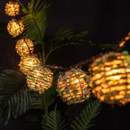Decorative Lantern String Lights, Outdoor Plug in Hanging Lights with 10 Natural Hemp Rope Leaf Balls, Connectable Weatherproof Patio Globe Boho String Lights for Home Pergola Porch Party Backyard - style: Hemp Rope with Green Leaf Balls
