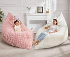 Hobestluk 3 in 1 Bean Bag Chair Giant Bean Bag Chairs for Adults with Bubble Cover Convertible Bean Bag Floor Cushion with Machine Washable Cover for Living Room (Bubble White) - color: Eider White