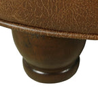 HomePop 25" Button Tufted Round Storage Ottoman - Brown Faux Leather - color: Light Brown