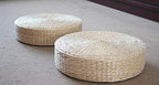 Japanese Style Handcrafted Eco-Friendly Padded Knitted Straw Flat Seat Cushion,Hand Woven Tatami Floor Cushion Corn Maize Husk (Dia50cm/19.7" x 10cm/4")