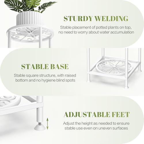 4 Tier Plant Stand Indoor Outdoor, Metal Flower Shelf Display Holder, Multiple Plants Corner Tall Flower Holders for Patio Balcony Porch Garden Living Room (White) - color: White, size: 4 Tier