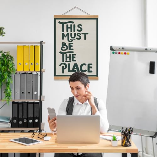 ZTGDA This Must Be The Place Wall Art Poster,Positive Wall Decor Poster,Inspiring Art Hanging Wall Painting With Frame,Green Preppy 70sVintage Canvas Wall Hanging Decor for Home and Office (Green) - color: Green