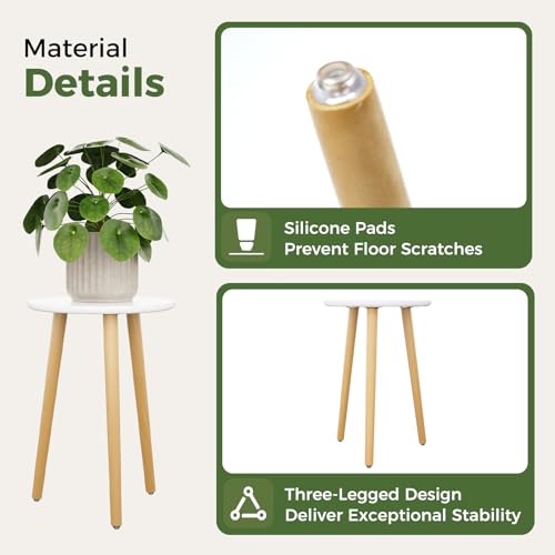 Leaf&lull Tall Plant Stand Indoor Small Plant Table for Large Plants Wooden Plant Stool Plant Holder for Living Room Bedroom Balcony White - color: white tall