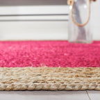 SAFAVIEH Area Rug 3' Round - Natural Fiber Collection - Fuchsia Pink & Natural Brown, Handmade Jute, Braided Border Design (NF801C) - color: Fuchsia/Natural, size: 3' (Round)