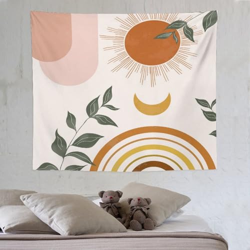 Boho Leaf Tapestry,Orange Spring Summer Palm Leaf Sun Abstract Modern Minimalism Wall Hanging Neutral Home Decor Art for Living Room Bedroom Dorm 40"x30" - color: Boho Leaf-15, size: W40xL30in