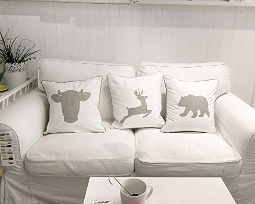Animal Cotton Throw Pillow Covers Bear Pattren Embroidered 18x18 Inches for Couch Cushions Covers (White) … … - color: Bear-white