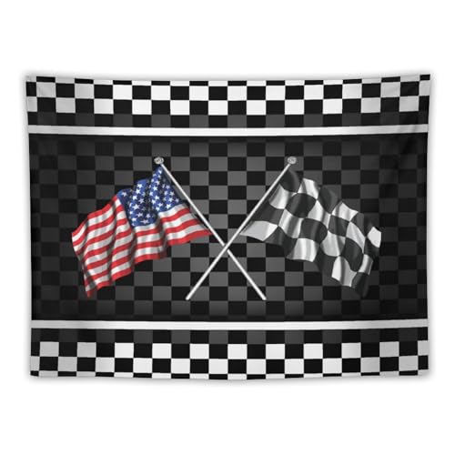 Kurtect American Flag Tapestry,Racing Car Black White Checkered Flag Abstract Sports Geometric Tapestries for Party Beach Picnic Blankets Tablecloths Living Room Wall Deocr, 30x40 in - color: style-7, size: 40"L x 30"W