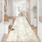 Capslpad 3x10 Beige Abstract Hallway Runner, Ultra Soft Fabric Washable Runner Rug, Non-Slip Rubber Backing, Stain Resistant Low Pile Runners for Hallways, Kitchen, Entryway, Bedroom - color: Beige, size: 3' x 10' (Runner)