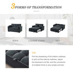 Futon Sofa Bed,Modern 3 in 1 Convertible Sleeper Sofa, Pull Out Couch Bed with Adjustable Backrest, Storage Pockets and Toss Pillows for Living Room, Bedroom (Black) - color: Black
