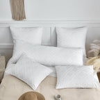Square Pillow Shams 2 Pack, Square Size Pillowcases, Soft Microfiber Geometric Tufted Pillow Covers with Envelope Closure, White, 26x26 Inches (No Insert) - color: White-grid, size: Square(26*26)