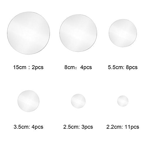 32 Pieces Removable Acrylic Mirror Setting Wall Sticker Decal for Home Living Room Bedroom Decor (Round Circle, 32 Pieces)
