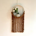 SlenyuBridal Brown Macrame Wall Hanging, Art Woven Boho Home Decor, Wall Pendent Weaving Dried Flower Decorative Net Bag, Beautiful Wall Art for Apartment, Dorm Room Decoration