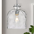 Chrome Pendant Light for Kitchen Island – 10" Modern Glass Dome Hanging Light Fixture, Single E26 Ceiling Pendant Lamp for Dining Room, Hallway, Bedroom - color: Chrome-Medium