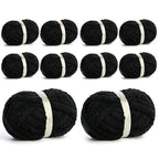 10 Pack Jumbo Chenille Yarn for Crocheting, #10 Super Bulky Baby Soft Yarn for Hand Knitting, 220 yds /70.5 oz Fluffy Chunky Knit Throw Blanket Yarn (Black) - color: Black