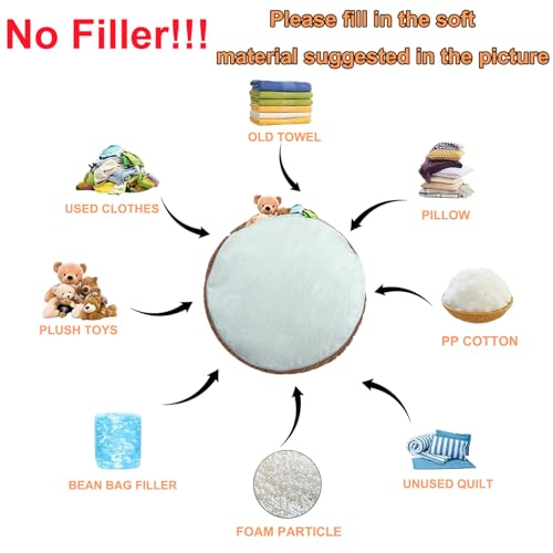 Poofieotto Unstuffed Ottoman Pouf Cover – Round Faux Fur Footstool Plush Floor Pouf (No Filler Included) Perfect for Living Room, Bedroom, or Office Lounge (Coffee, 26x26x18 in) - color: Coffee, size: 26"D x 26"W x 18"H