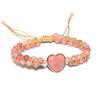 Women Boho Wrap Bracelet,Handmade Natural Stone Crystal Emperor Beads Heart Bracelet, Fashion Bohemian Jewelry Gift for Women - color: Rhodochrosite #2