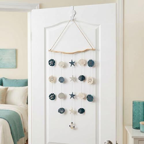Jhdydz Coastal Beach Wall Art – Capiz Shell & Starfish Wall Decor, Macrame Wall Hanging – Nautical Seashell Decor for Bathroom, Bedroom, Living Room – Boho Beach Themed Room Decor