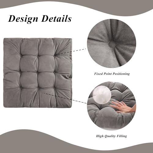 Meditation Floor Pillow 22×22 Inch 2 Pack Large Floor Cushions for Adults Square Tufted Corduroy Floor Pillows for Yoga Living Tatami Room Grey - color: Grey