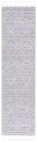 SAFAVIEH Marrakesh Collection Runner Rug - 2'2" x 6', Grey, Moroccan Trellis Design with Tassel Detail, Non-Shedding & Easy to Clean, Ideal for Hallway, Foyer, Entryway, Bedside (MRK517F) - color: Grey, size: 2'2" x 6' (Runner)