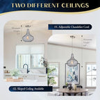11" Smoked Hammered Glass Pendant Light – Modern Ceiling Hanging Fixture with Brushed Nickel Finish for Kitchen Island, Dining Room, Hallway, Entryway – E26 Base - color: Smoked