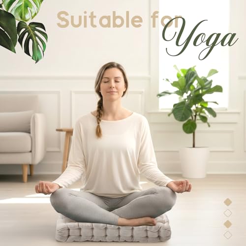 Jerify Floor Pillow Cushions Large Round Square Large Meditation Floor Pillow for Classroom Adult Meditation Picnic Party Seating Learning Daycare School(Square,Ivory White,4 Pcs) - color: Ivory White, size: Square 20 x 20
