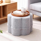 Tiita Floral Pouf Ottoman, Foot Stools Ottoman with Foam Chunk Filling, Puff Foot Rest for Couch, Living Room, Kids Room, Grey - color: Flower Grey