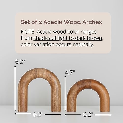PEAKOLY Wood Arch Bookshelf Decor - Modern Shelf Decor Accents, Decorative Objects for Coffee Table, Entryway Table Sculptures, Minimalist Home Decorations for TV Console, Built in Shelves and Mantle - color: Brown