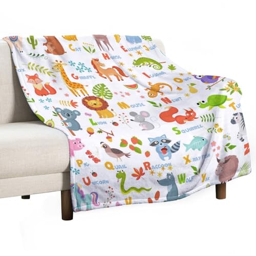 Animal Alphabet ABC Blanket,Cartoon Toddler Nature Forest Lion Tiger Education Learning Plants Flowers Animals Blanket for Couch Sofa Bed Decorative Gifts 30x40 - color: Blanket-27, size: 30"x40"